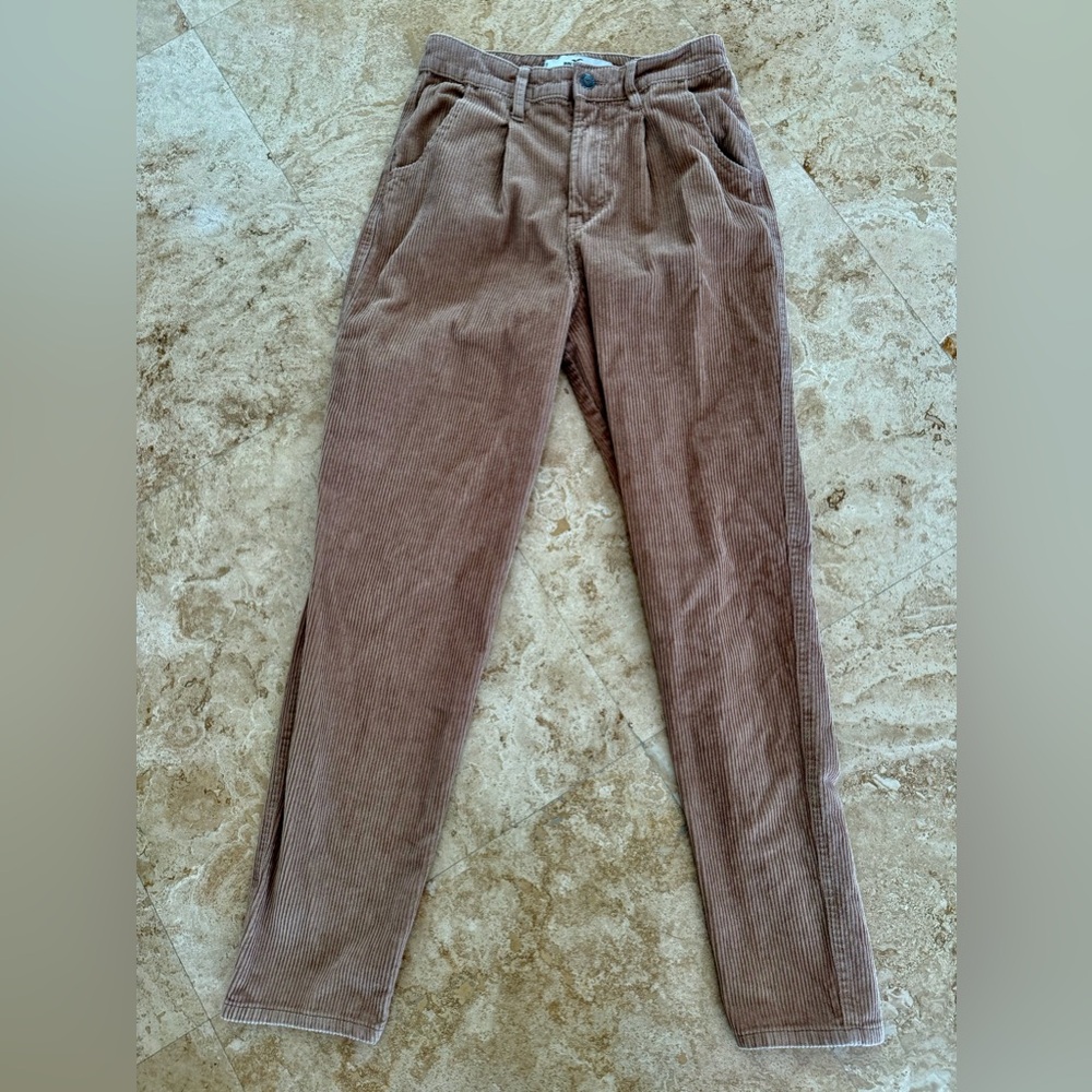 Hollister Beige Corduroy High-Rise Pants